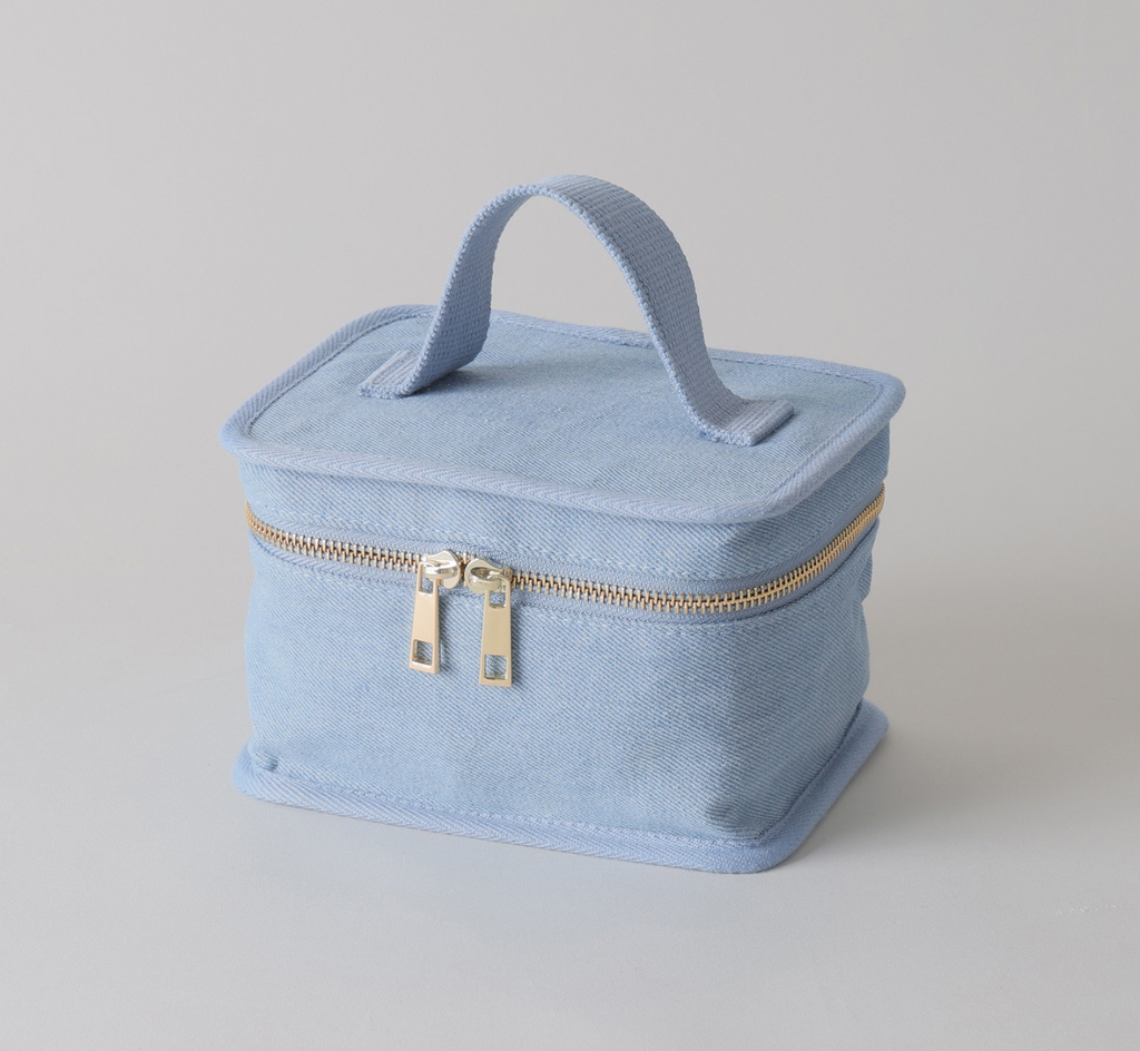 予約販売【新作】BISOU×L'EAU マルチポーチ / デニム / L mini（ネイビー・ライトブルー） - yUKI TAKESHIMA