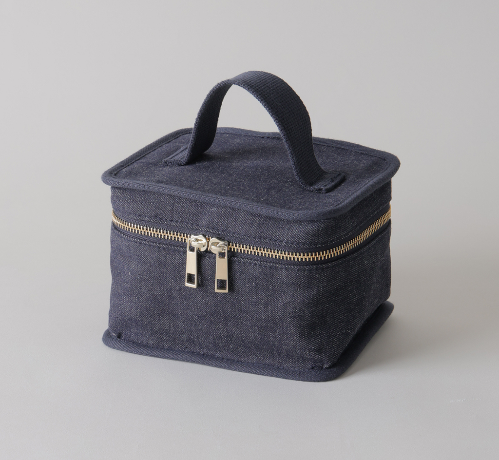 予約販売【新作】BISOU×L'EAU マルチポーチ / デニム / L mini（ネイビー・ライトブルー） - yUKI TAKESHIMA