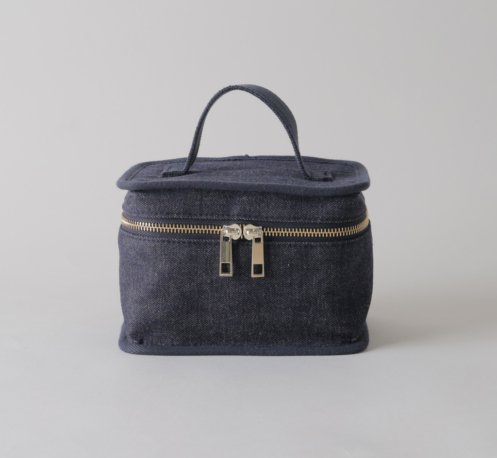 予約販売【新作】BISOU×L'EAU マルチポーチ / デニム / L mini（ネイビー・ライトブルー） - yUKI TAKESHIMA
