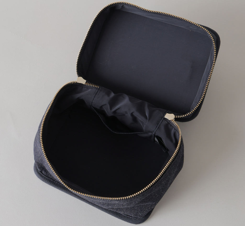 予約販売【新作】BISOU×L'EAU マルチポーチ / デニム / L mini（ネイビー・ライトブルー） - yUKI TAKESHIMA